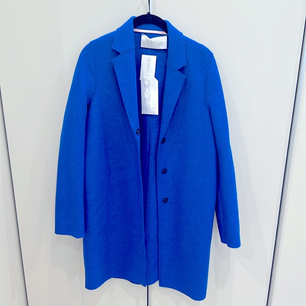 HARRIS WHARF LONDON ELECTRIC BLUE COCOON COAT PRESSED WOOL 38 IT